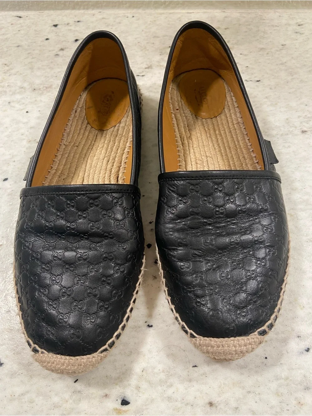 Gucci black microguccissima leather espadrilles size 41
